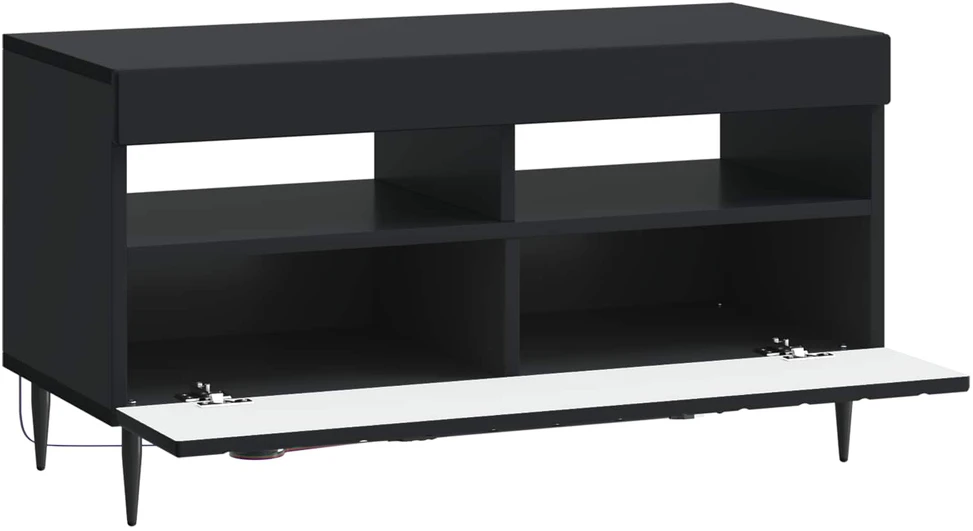 TV staliukas LED televizoriaus spintelė Juoda Apdirbta mediena