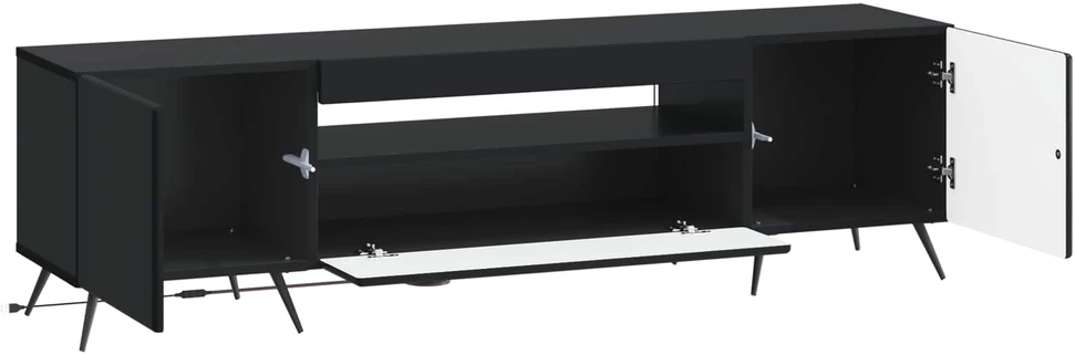 TV staliukas LED televizoriaus spintelė Juoda Apdirbta mediena