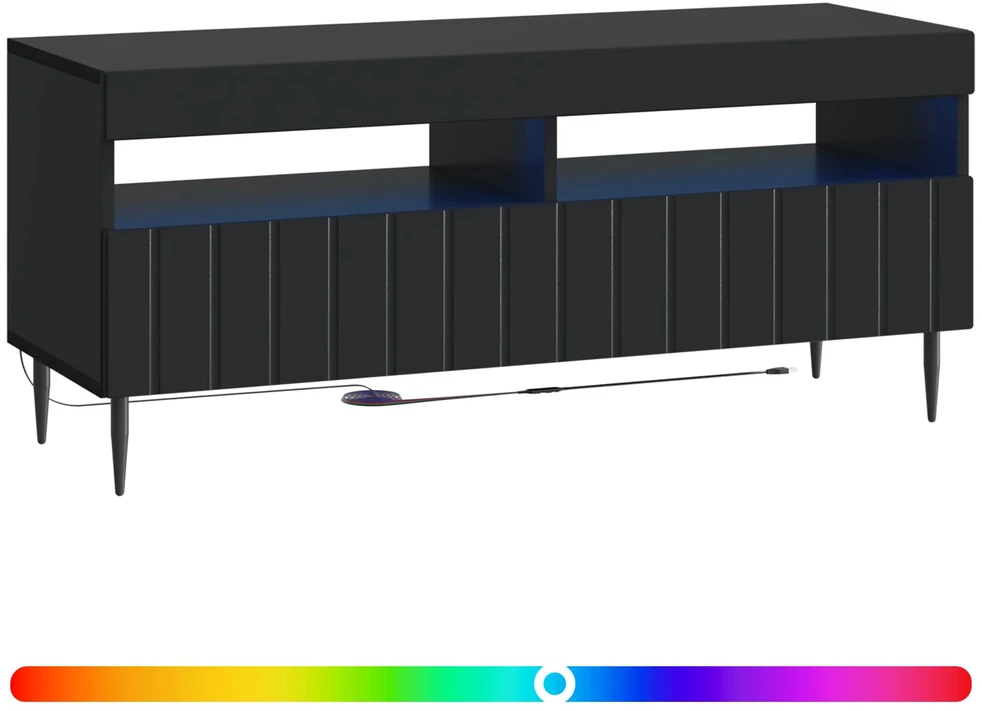 TV staliukas LED televizoriaus spintelė Juoda Apdirbta mediena