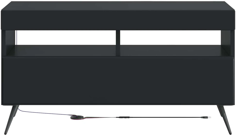 TV staliukas LED televizoriaus spintelė Juoda Apdirbta mediena