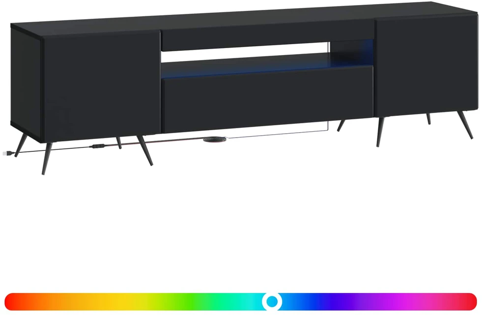 TV staliukas LED televizoriaus spintelė Juoda Apdirbta mediena