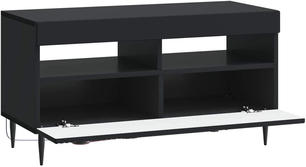 TV staliukas LED televizoriaus spintelė Juoda Apdirbta mediena
