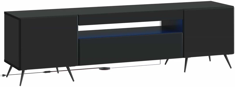 TV staliukas LED televizoriaus spintelė Juoda Apdirbta mediena