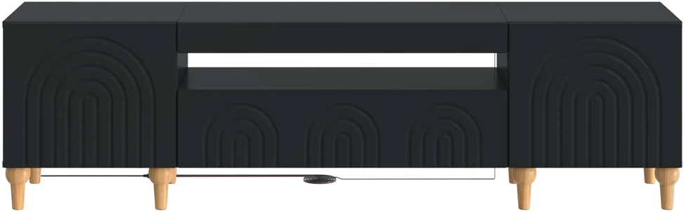TV staliukas LED televizoriaus spintelė Juoda Apdirbta mediena