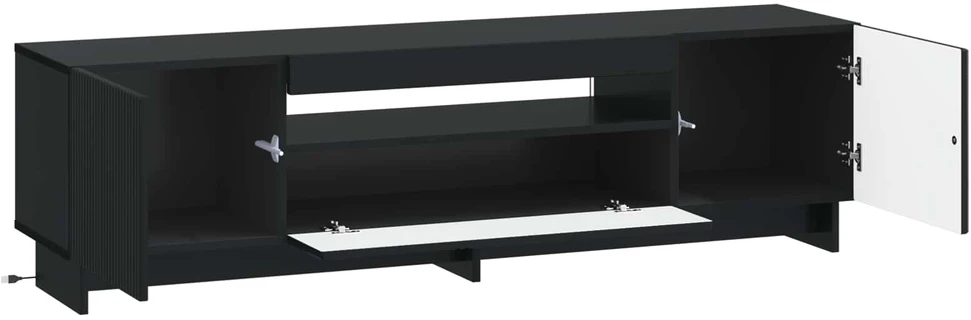 TV staliukas LED televizoriaus spintelė Juoda Apdirbta mediena