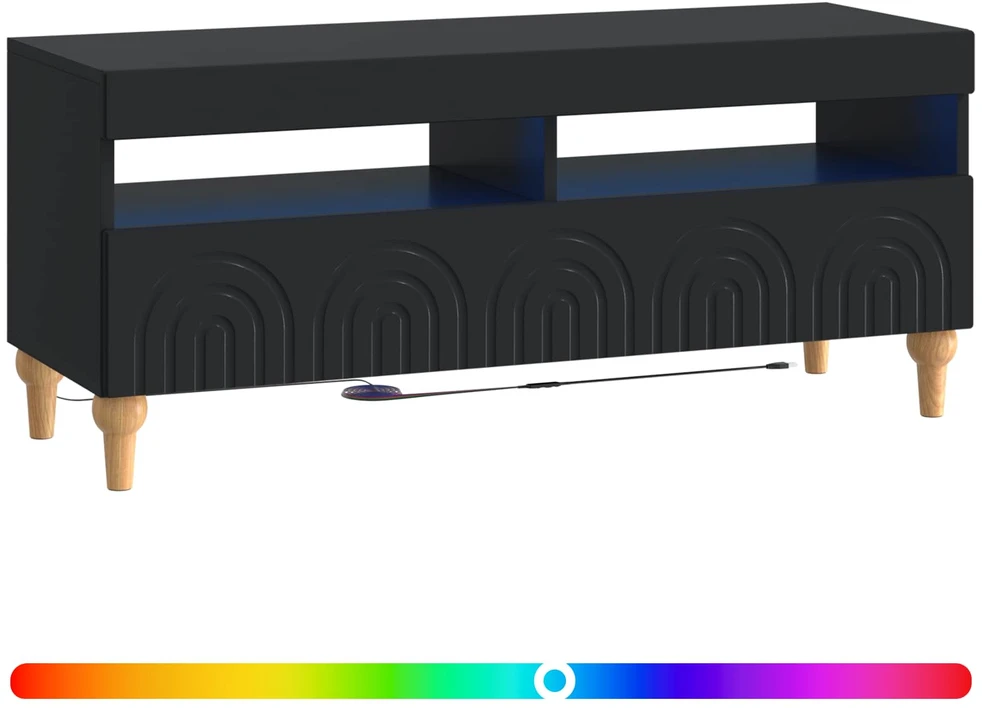 TV staliukas LED televizoriaus spintelė Juoda Apdirbta mediena