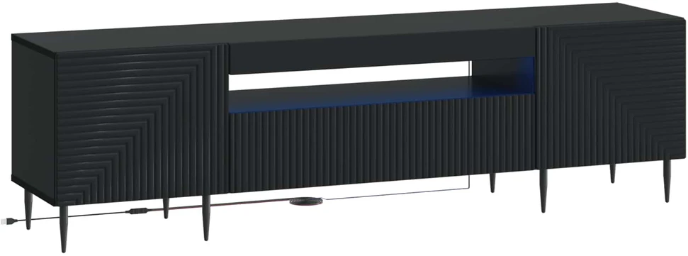TV staliukas LED televizoriaus spintelė Juoda Apdirbta mediena