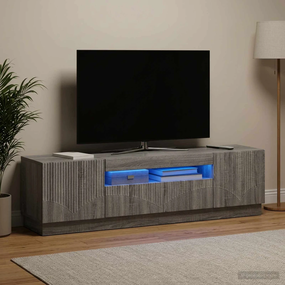 TV staliukas LED televizoriaus spintelė Pilka Sonoma Apdirbta mediena