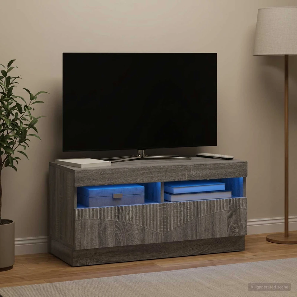 TV staliukas LED televizoriaus spintelė Pilka Sonoma Apdirbta mediena