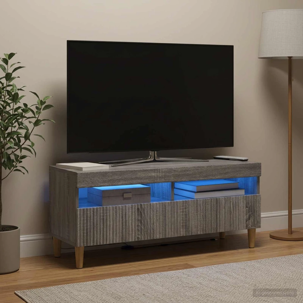 TV staliukas LED televizoriaus spintelė Pilka Sonoma Apdirbta mediena