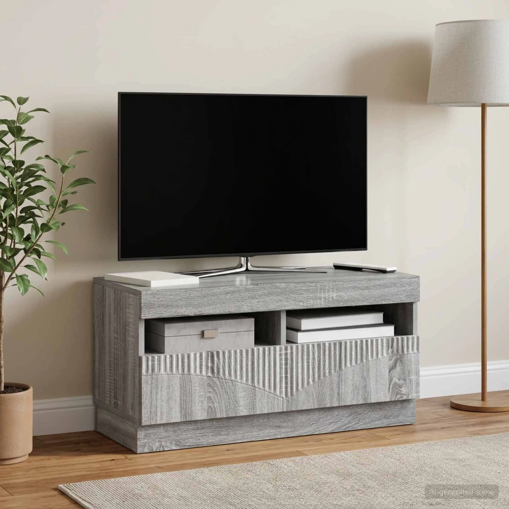 TV staliukas LED televizoriaus spintelė Pilka Sonoma Apdirbta mediena