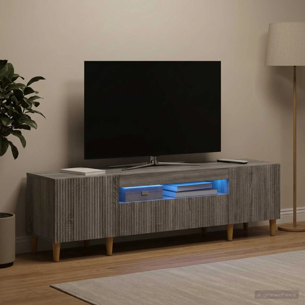 TV staliukas LED televizoriaus spintelė Pilka Sonoma Apdirbta mediena