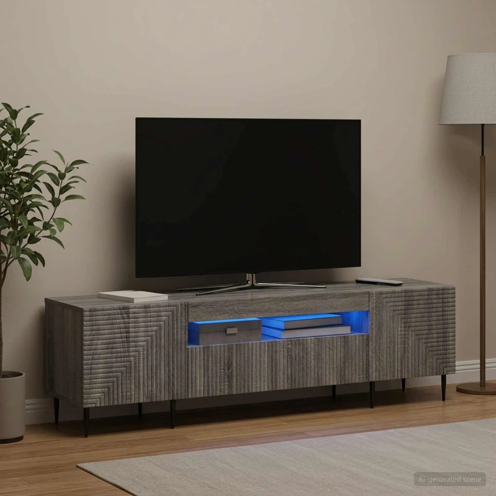 TV staliukas LED televizoriaus spintelė Pilka Sonoma Apdirbta mediena
