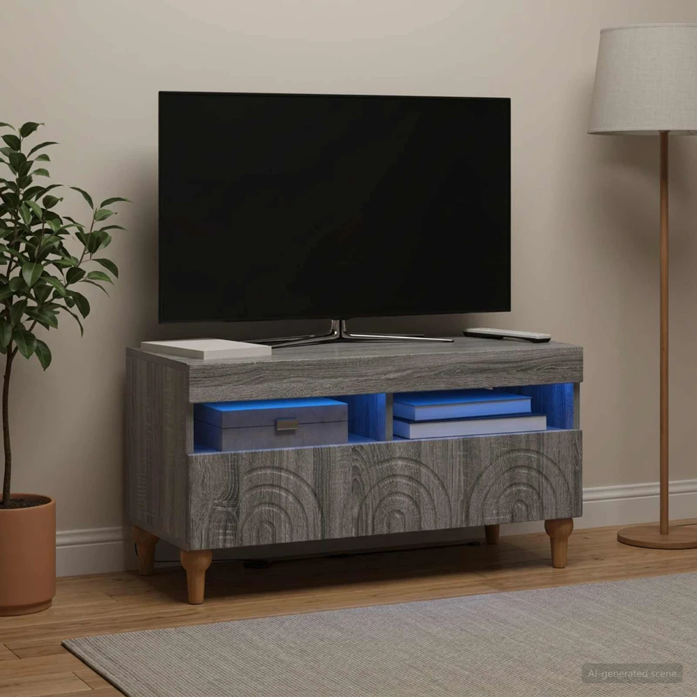 TV staliukas LED televizoriaus spintelė Pilka Sonoma Apdirbta mediena