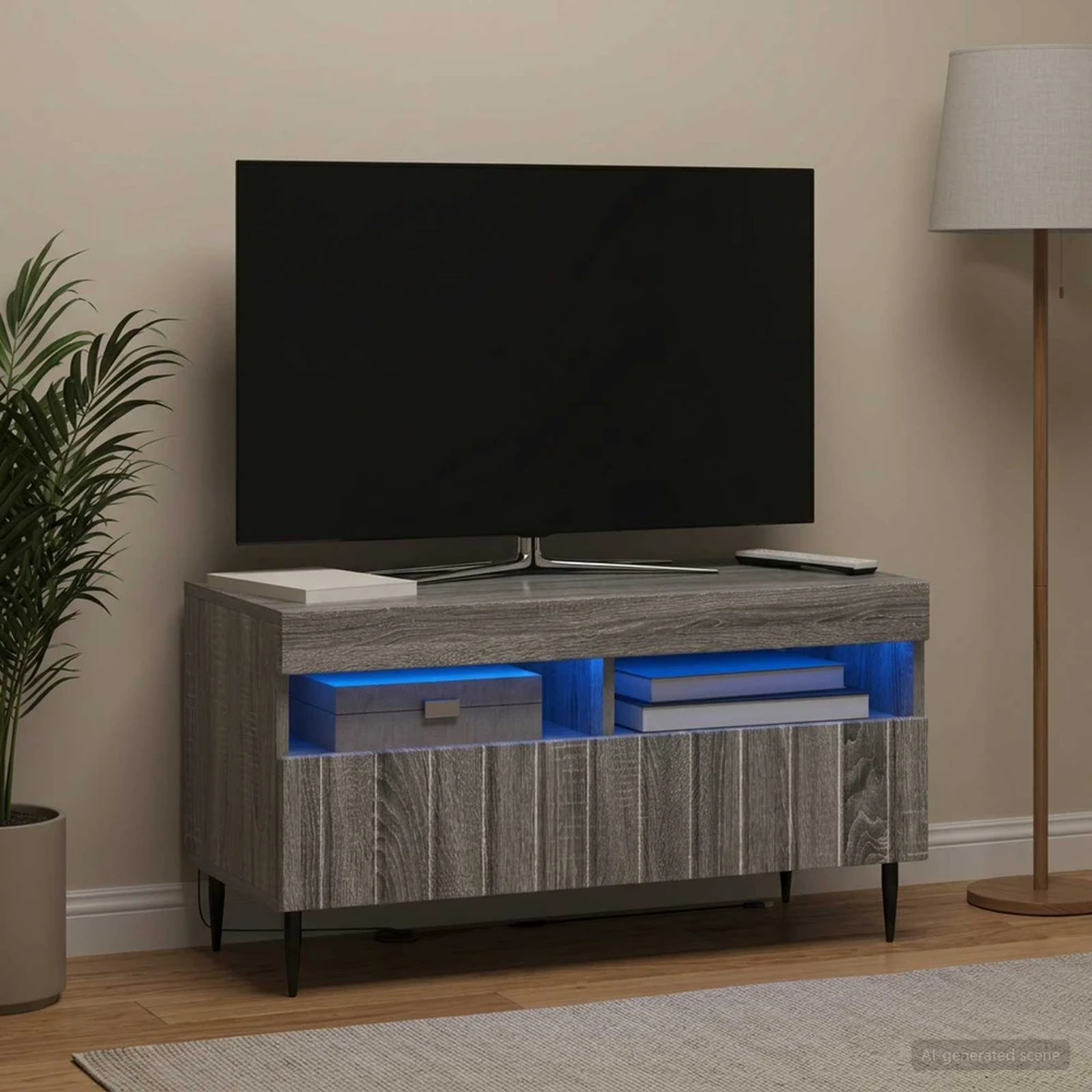 TV staliukas LED televizoriaus spintelė Pilka Sonoma Apdirbta mediena