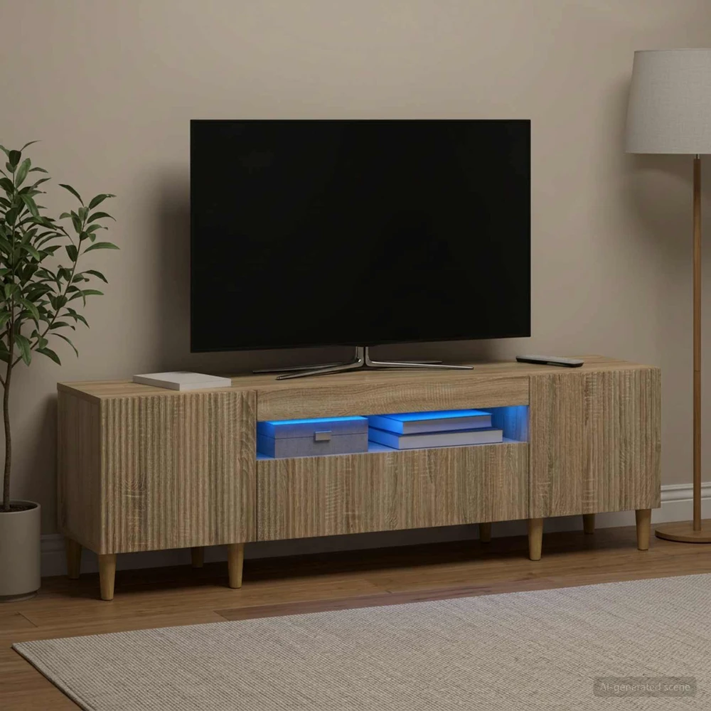 TV staliukas LED televizoriaus spintelė Sonoma ąžuolas Apdirbta mediena