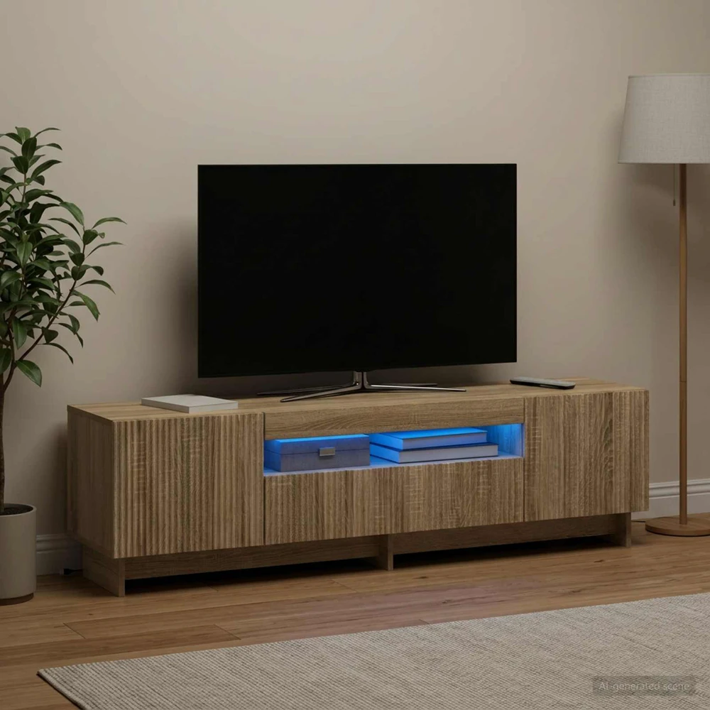 TV staliukas LED televizoriaus spintelė Sonoma ąžuolas Apdirbta mediena