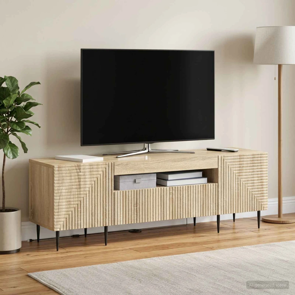 TV staliukas LED televizoriaus spintelė Sonoma ąžuolas Apdirbta mediena