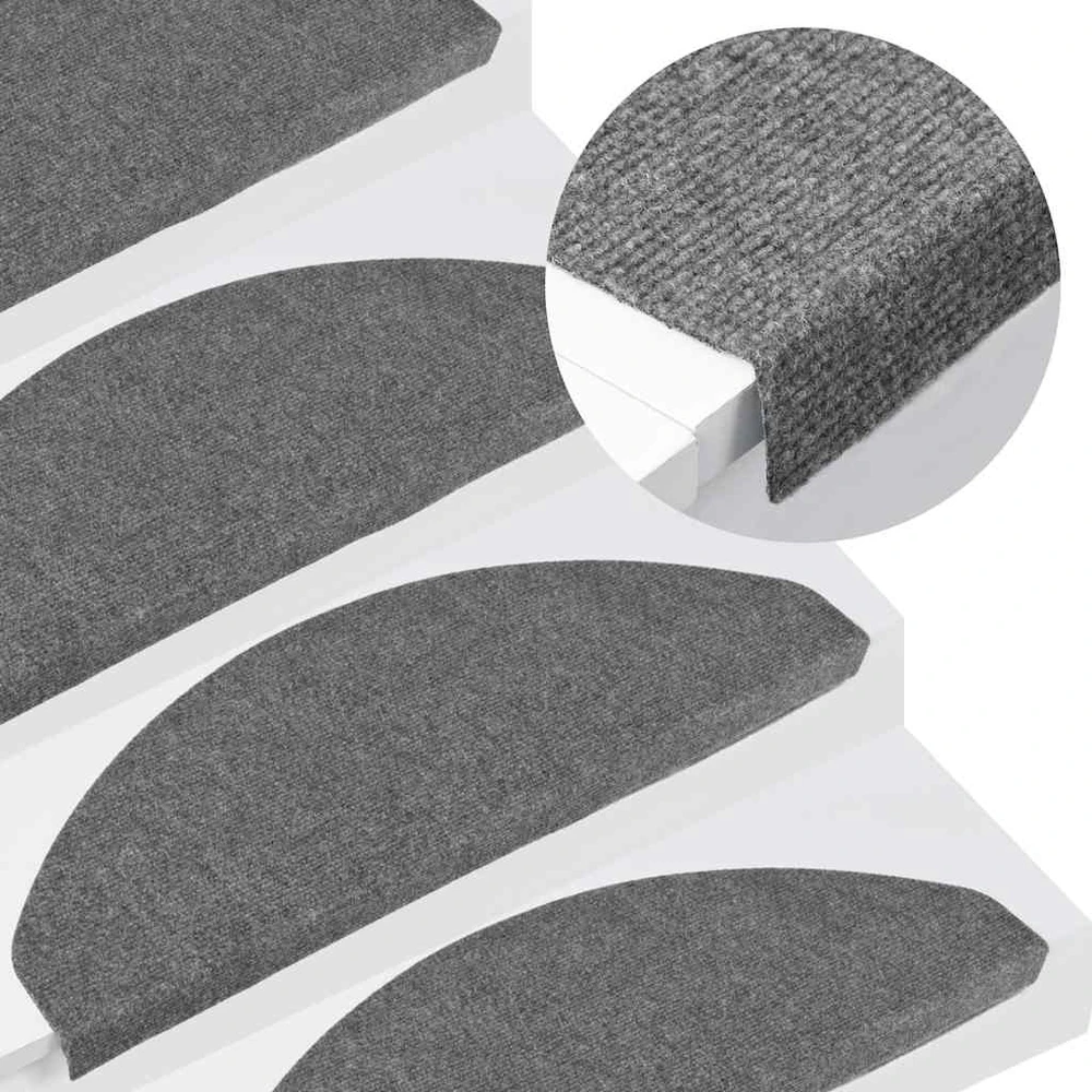 Lipnūs laiptų kilimėliai, 10vnt., pilki, 65x22,5x3,5cm