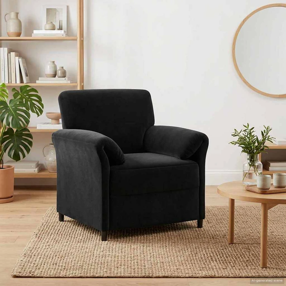 1 vietos sofa Juoda 88 x 83 x 95 cm Aksomas