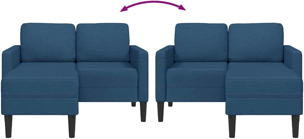 2-vietė sofa su L formos mėlynu 125 cm audiniu