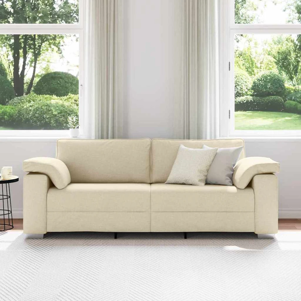 3-Vietis Sofa Kreminė 220 cm audinys