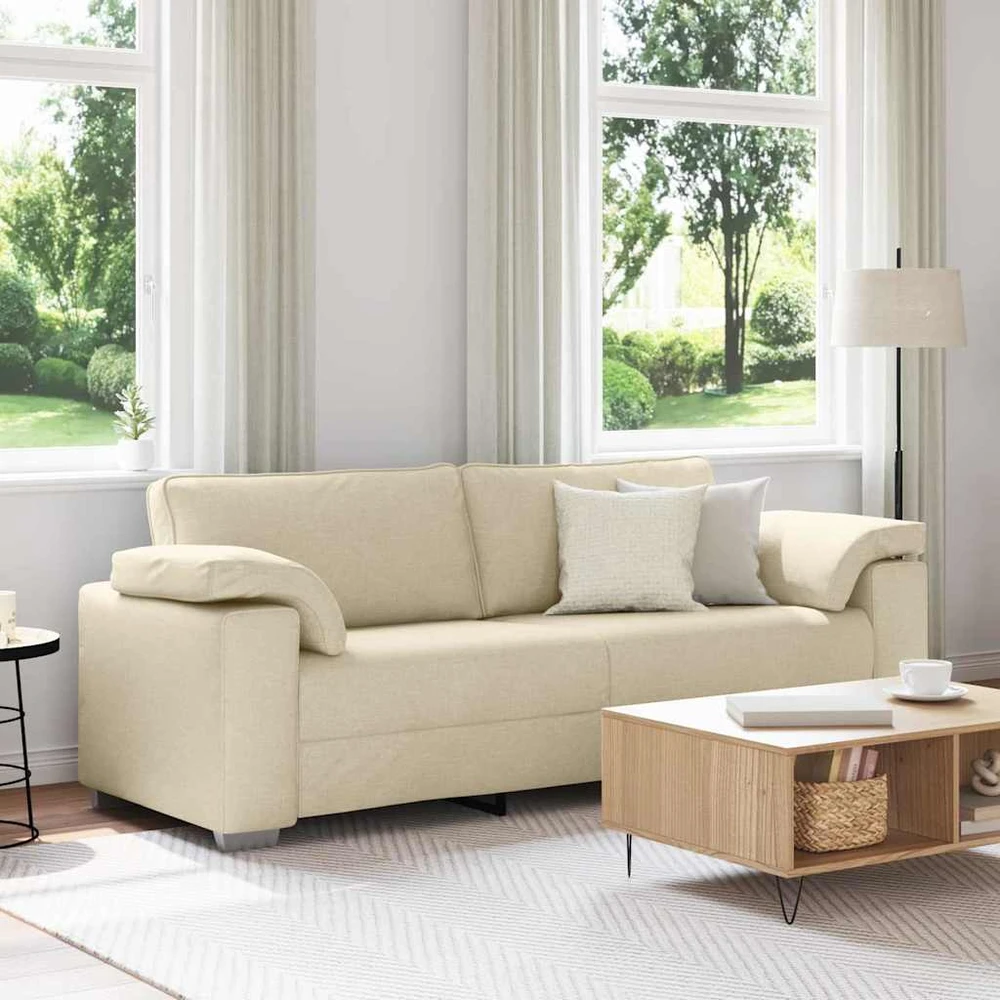 3-Vietis Sofa Kreminė 220 cm audinys