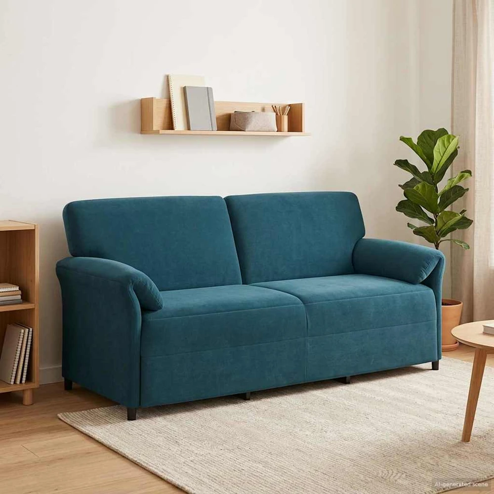 3-Vietis Sofa Mėlyna 198 x 83 x 95 cm Aksomas