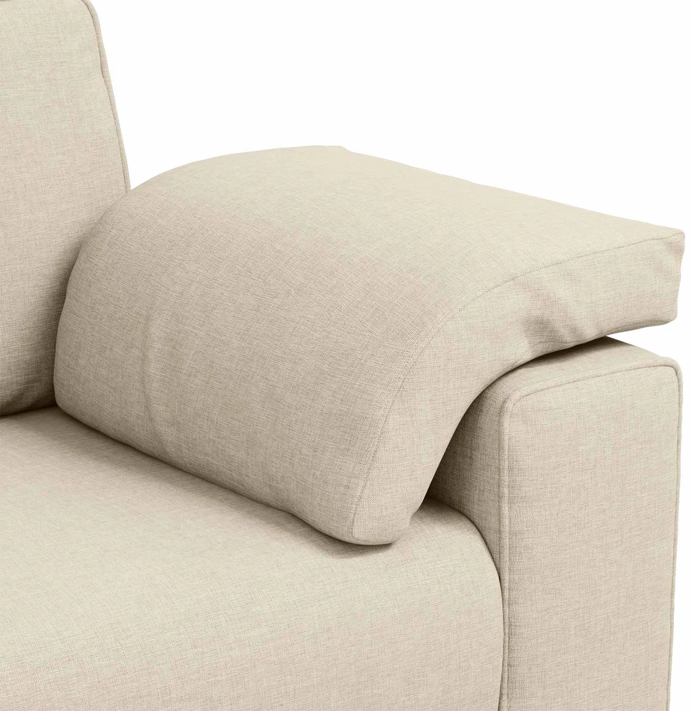 3-Vietis Sofa Smėlio 220 cm Lino mišinio audinys