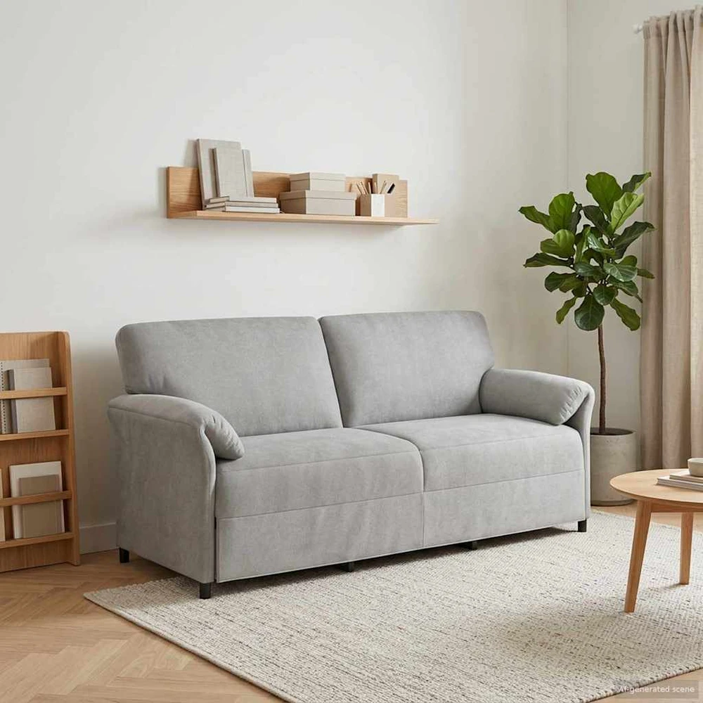 3-Vietis Sofa Šviesiai pilka 198 x 83 x 95 cm Aksomas