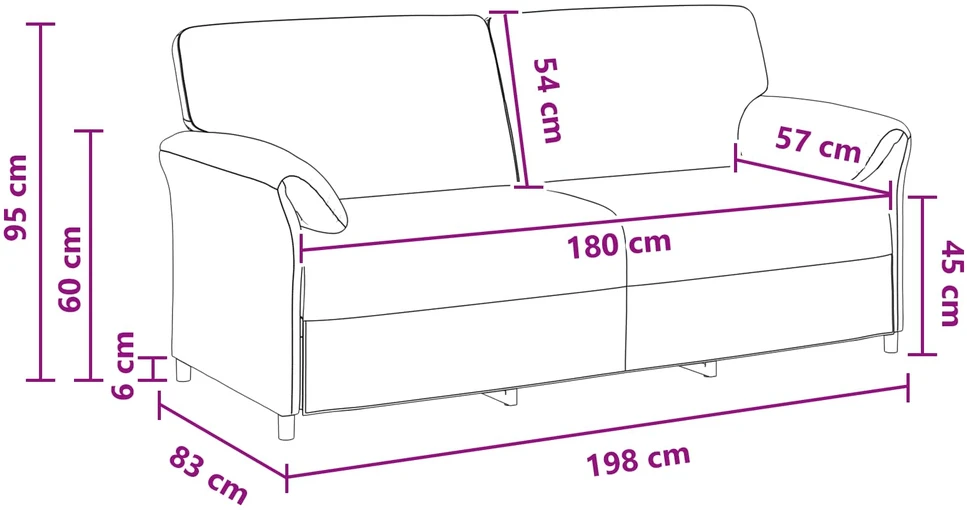 3-Vietis Sofa Tamsiai žalia 198 x 83 x 95 cm Aksomas