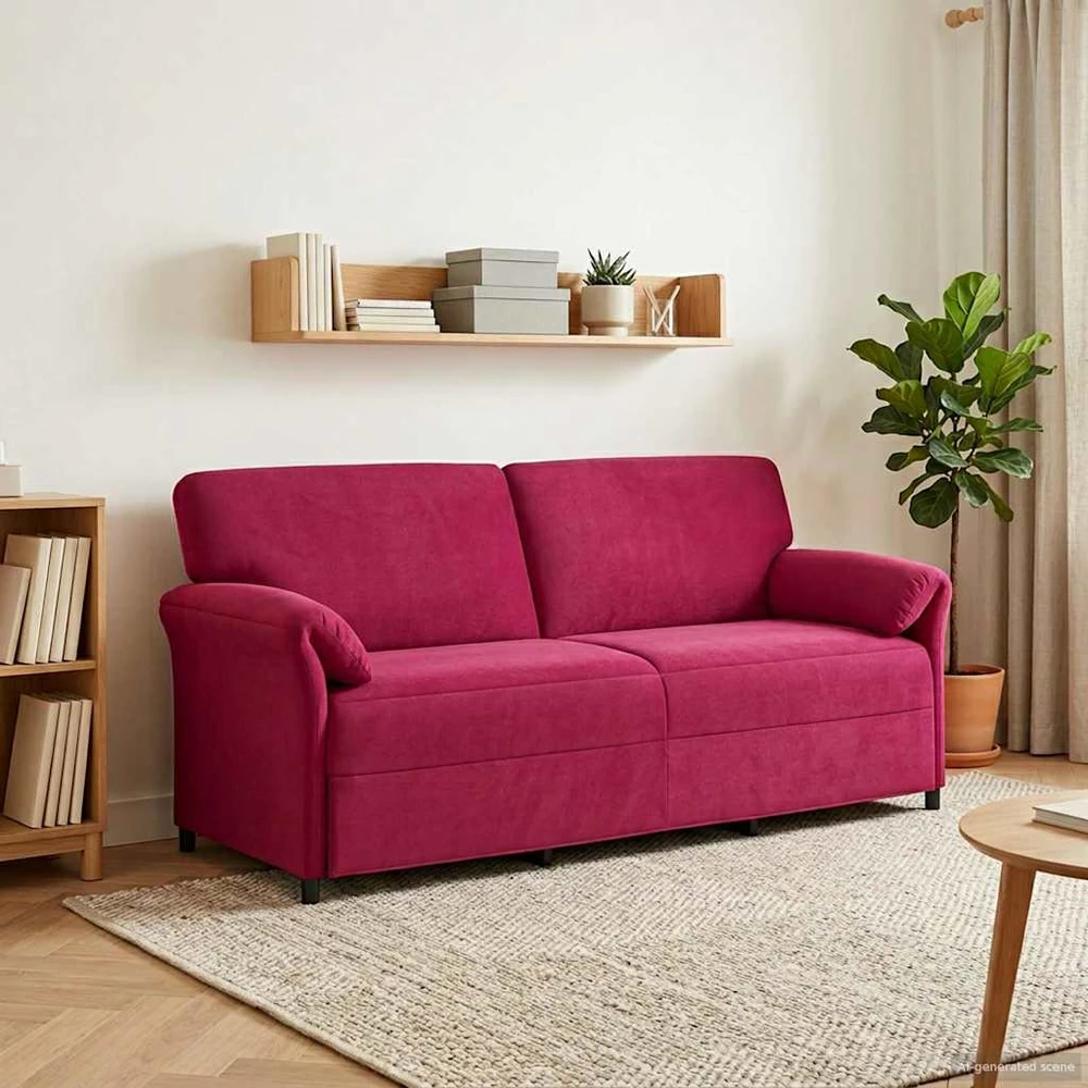 3-Vietis Sofa Vyno raudona 198 x 83 x 95 cm Aksomas