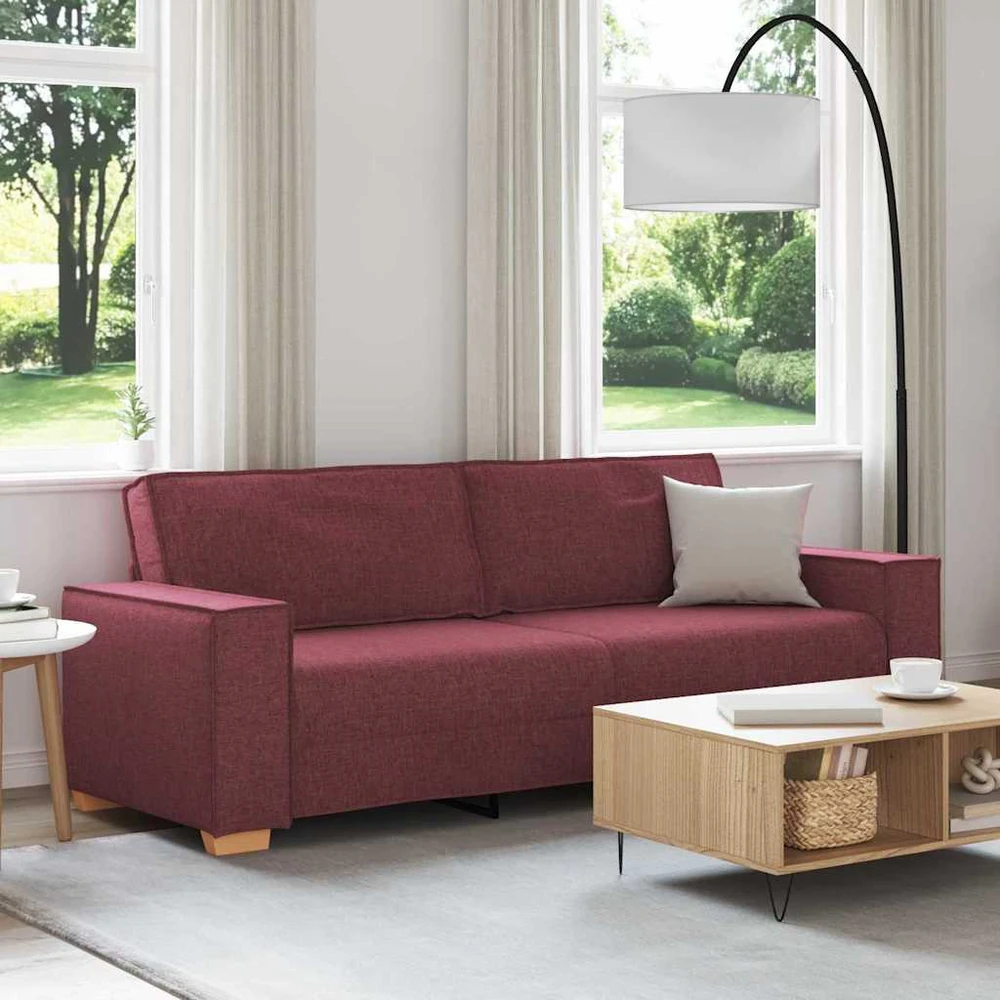 3-Vietis Sofa Vyno raudona 220 cm audinys