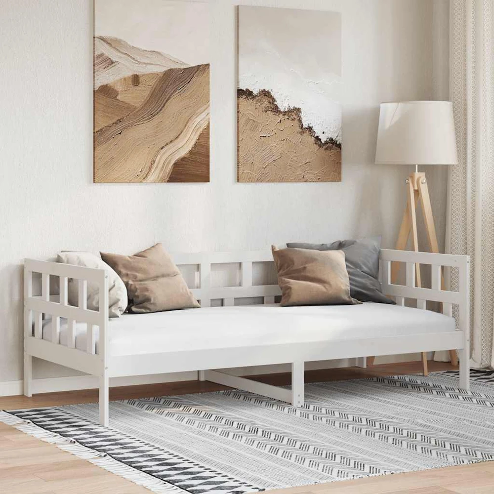 Lova, baltos spalvos, 90x190cm, pušies medienos masyvas