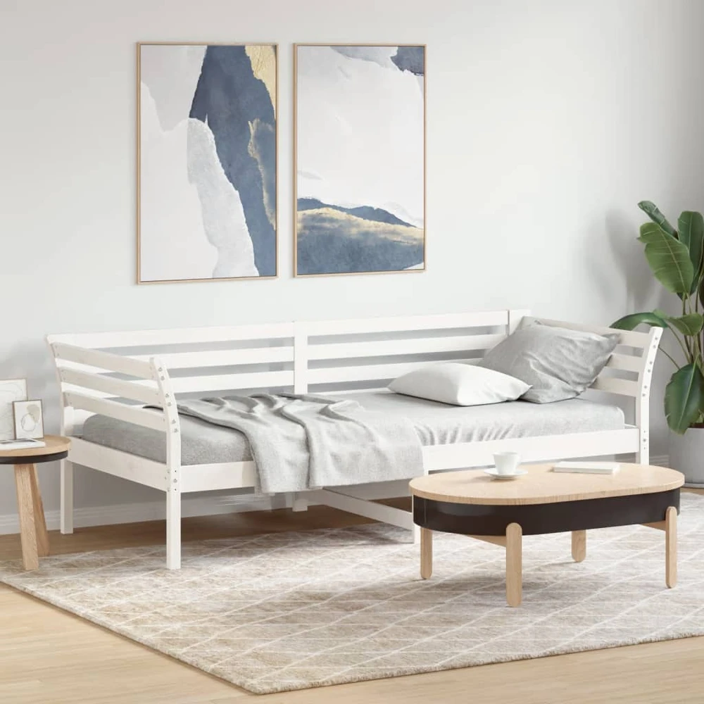 Lova be čiužinio, balta, 80x200cm, pušies medienos masyvas