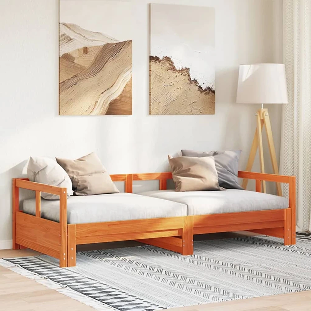 Lova be čiužinio, vaško ruda, 80x200cm, pušies masyvas