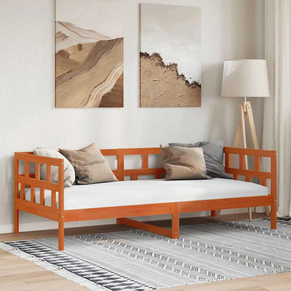 Lova be čiužinio, vaško ruda, 80x200cm, pušies masyvas
