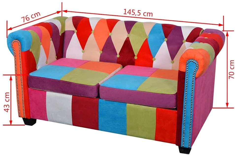 Chesterfield dvivietė sofa, audinys