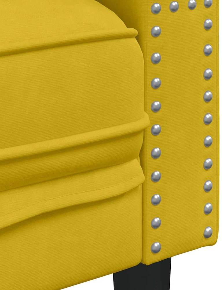 Sofa Chesterfield krėslas, geltonos spalvos, aksomas