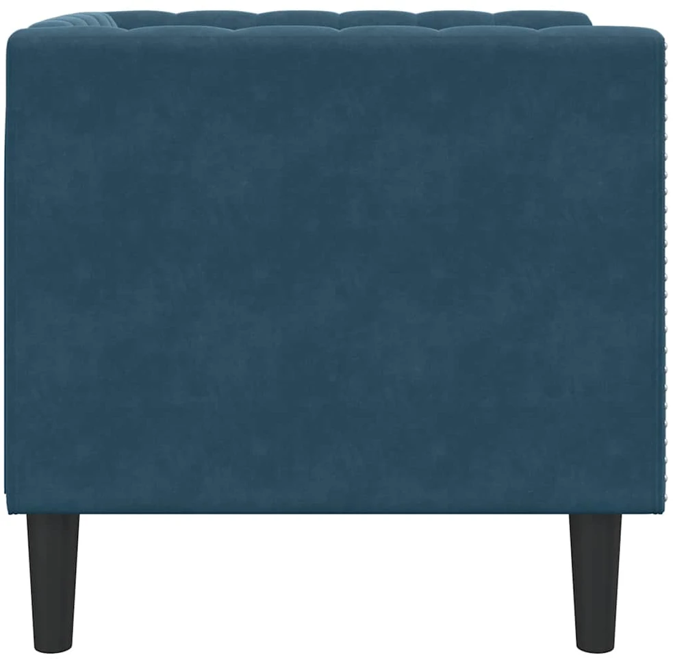 Fotelis Chesterfield krėslas, mėlynos spalvos, aksomas