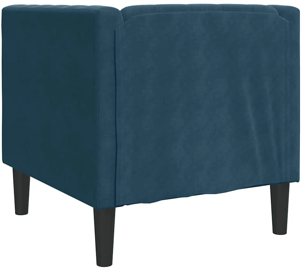 Fotelis Chesterfield krėslas, mėlynos spalvos, aksomas