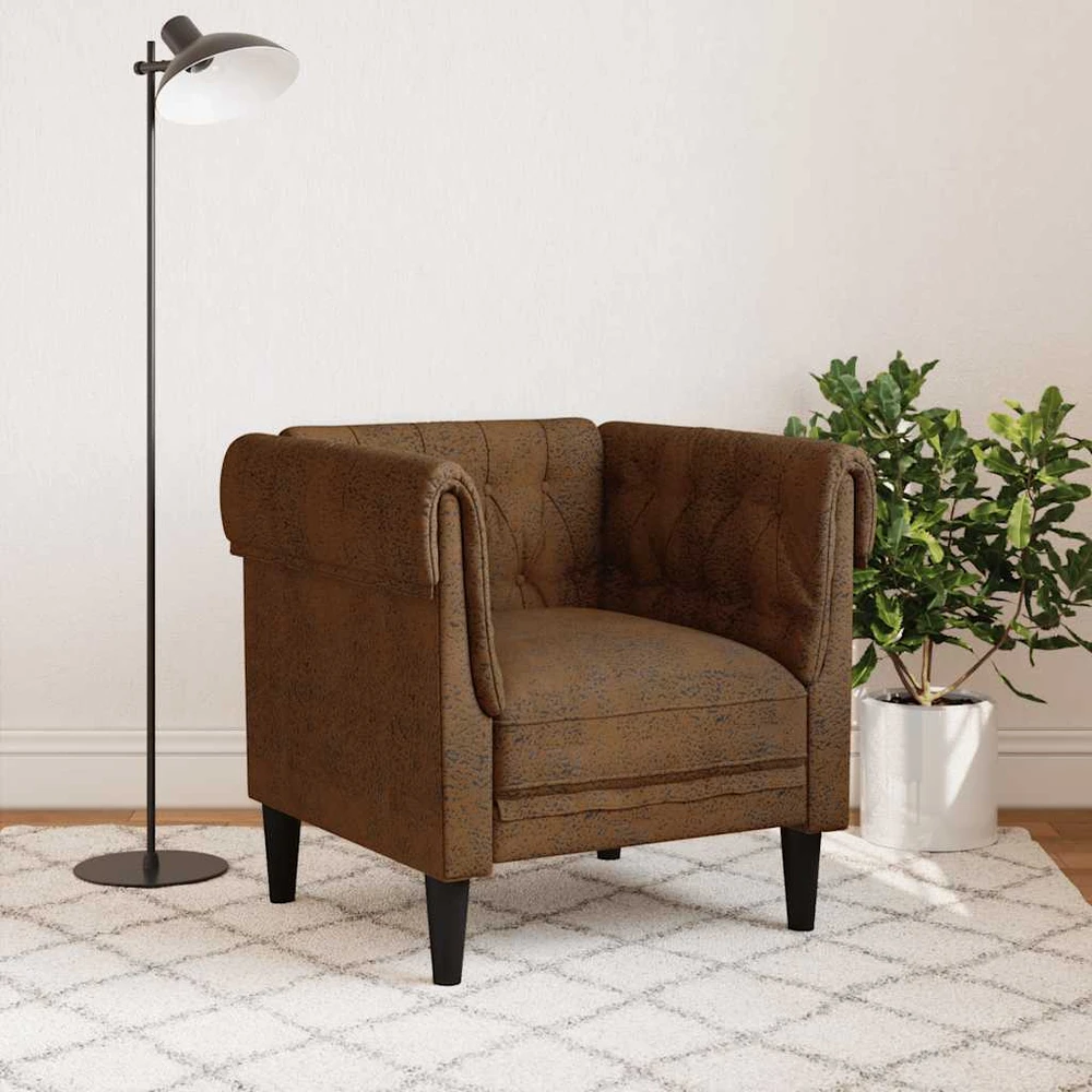 Sofa Chesterfield krėslas, rudos spalvos, audinys