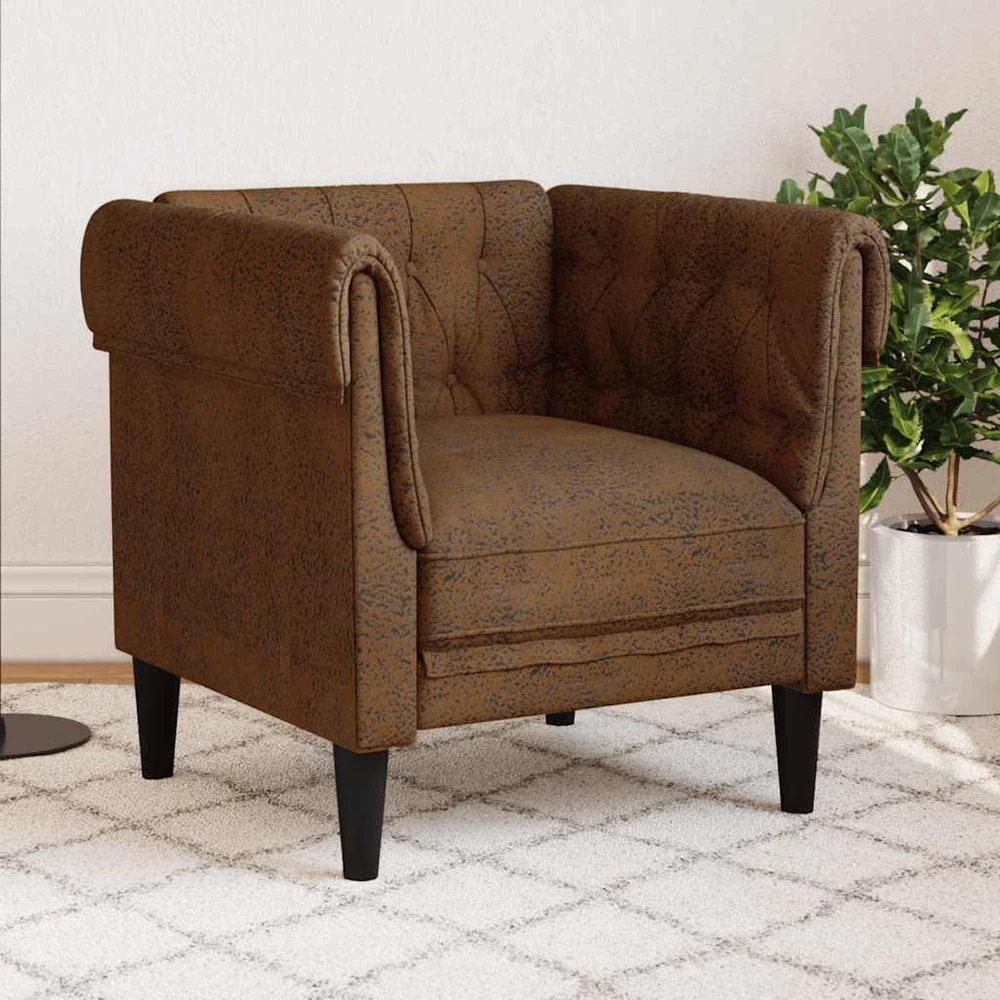 Sofa Chesterfield krėslas, rudos spalvos, audinys