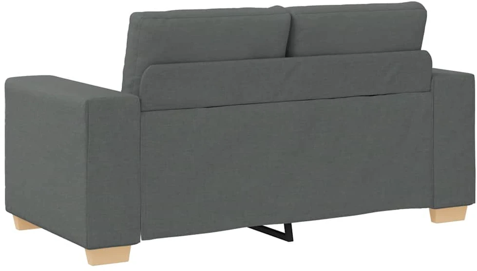 Sofa Dviejų dalių sofos komplektas su pagalvėlėmis, tamsiai pilkas audinys