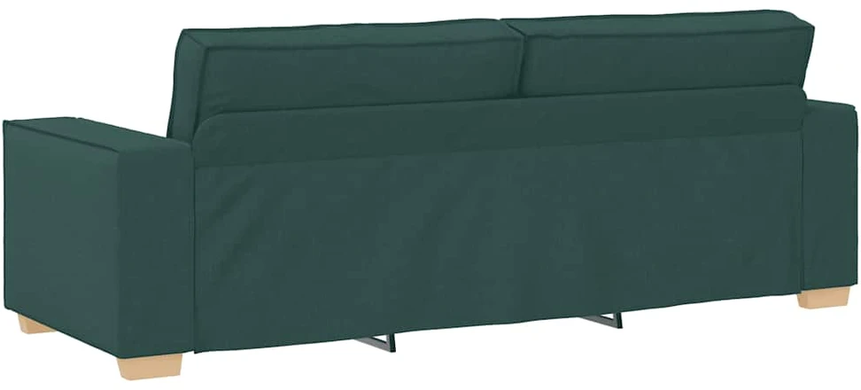 Sofa Dviejų dalių sofos komplektas su pagalvėlėmis, tamsiai žalias audinys