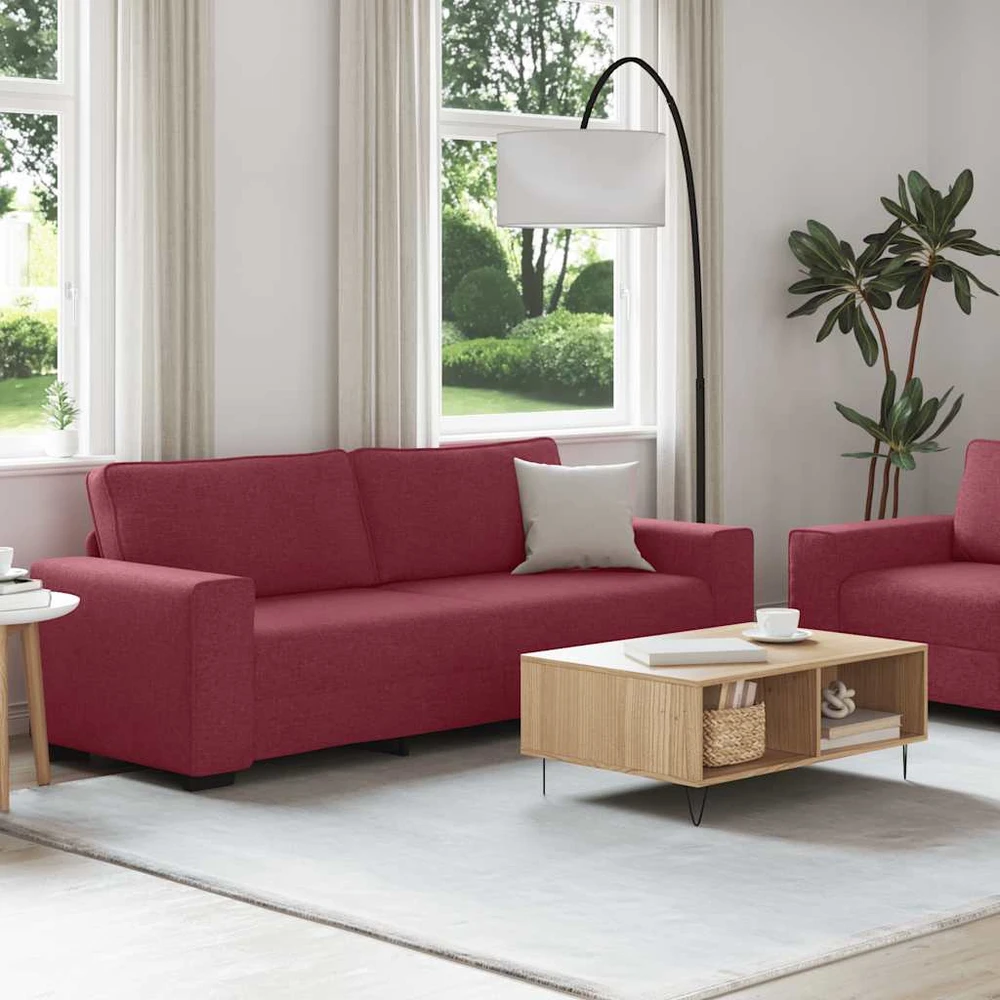Sofa Dviejų dalių sofos komplektas su pagalvėlėmis, vyno raudonumo audinys