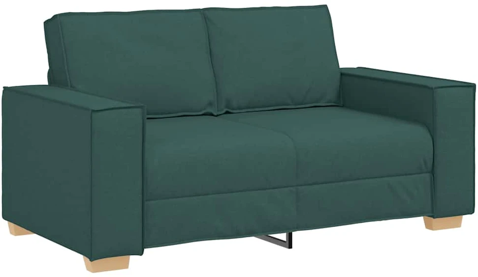 Sofa Dviejų dalių sofos komplektas su pagalvėlėmis, tamsiai žalias audinys