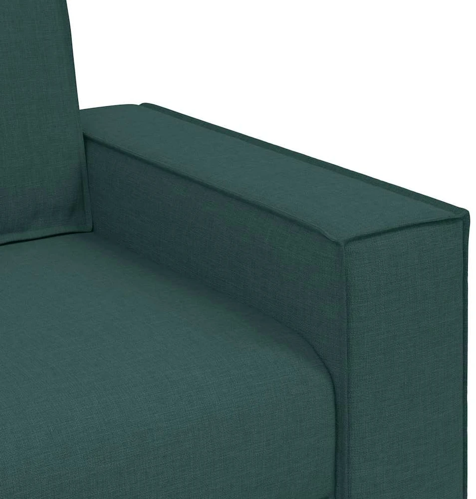 Sofa Dviejų dalių sofos komplektas su pagalvėlėmis, tamsiai žalias audinys
