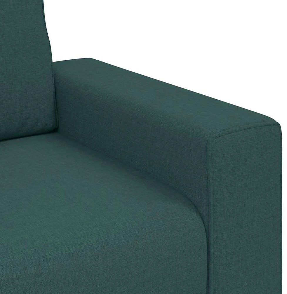 Sofa Dviejų dalių sofos komplektas su pagalvėlėmis, tamsiai žalias audinys