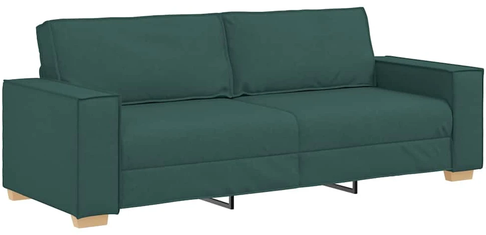 Sofa Dviejų dalių sofos komplektas su pagalvėlėmis, tamsiai žalias audinys